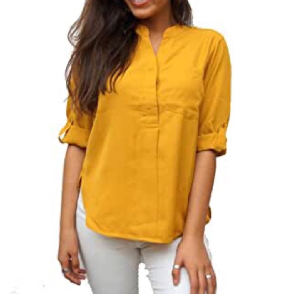 Mustard yellow 3/4 sleeve blouse